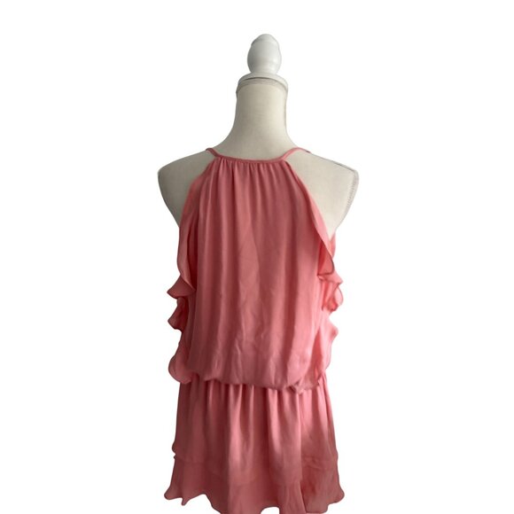 PARKER Carnation Pink Drop Waist Ruffle Dress Size Medium - Picture 2 of 7
